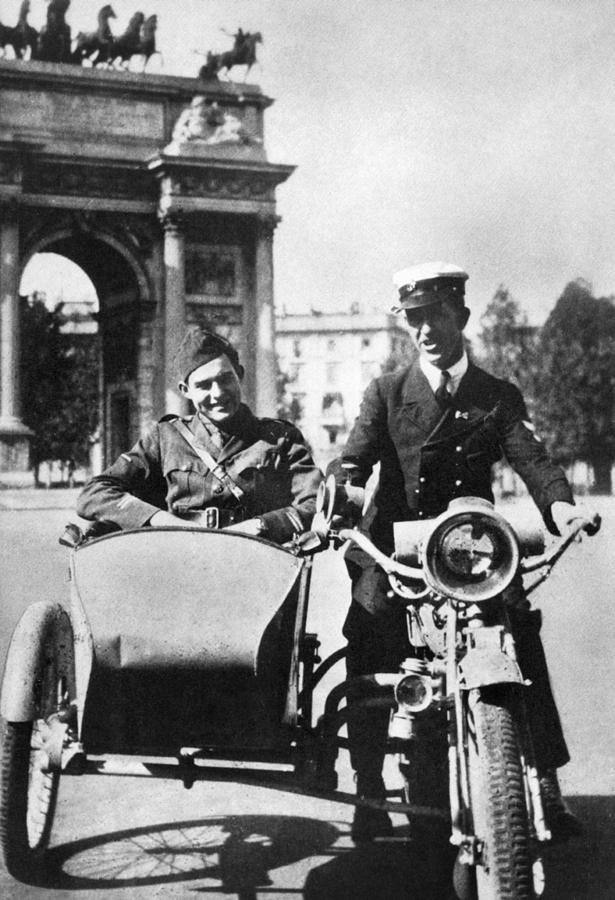 Ernest Hemingway in Motorcycle Sidecar